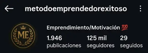 Cuenta temática metodoemprendedorexitoso con 125 mil seguidores