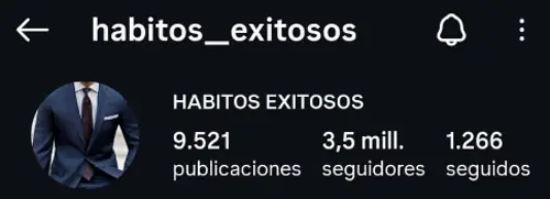 Cuenta temática habitos_exitosos con 3,5 millones de seguidores