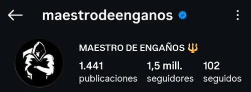Cuenta temática maestrodeenganos con 1,5 millones de seguidores