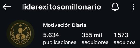 Cuenta temática Motivación Diaria con 355 mil seguidores