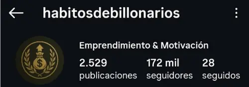 Cuenta temática habitosdebillonarios con 172 mil seguidores