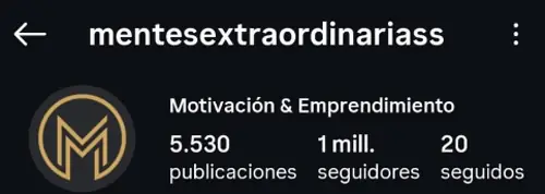 Cuenta temática mentesextraordinariass con 1 millón de seguidores