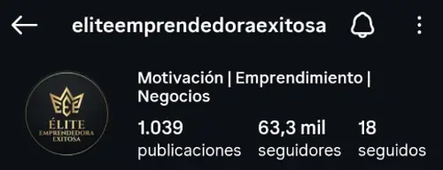 Cuenta temática eliteemprendedoraexitosa con 63,3 mil seguidores