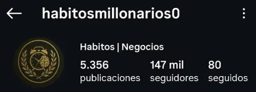 Cuenta temática habitosmillonarios0 con 147 mil seguidores