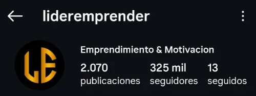 Cuenta temática lideremprender con 325 mil seguidores