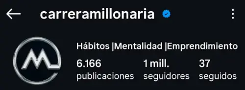 Cuenta temática carreramillonaria con 1 millón de seguidores