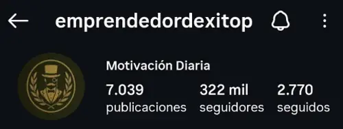 Cuenta temática emprendedordexitop con 322 mil seguidores