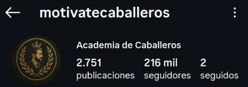Cuenta temática motivatecaballeros con 216 mil seguidores