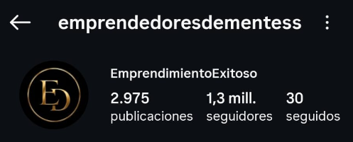 Cuenta temática Emprendimiento Exitoso con 1,3 millones de seguidores
